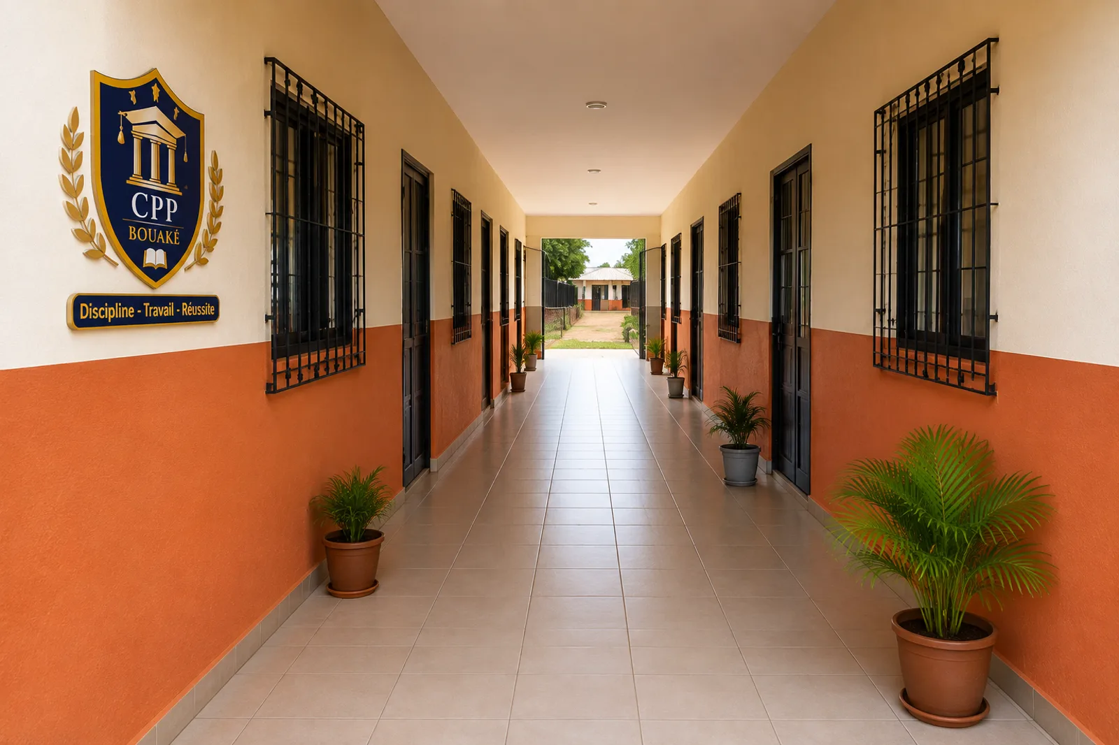 Couloir desservant les salles de classe