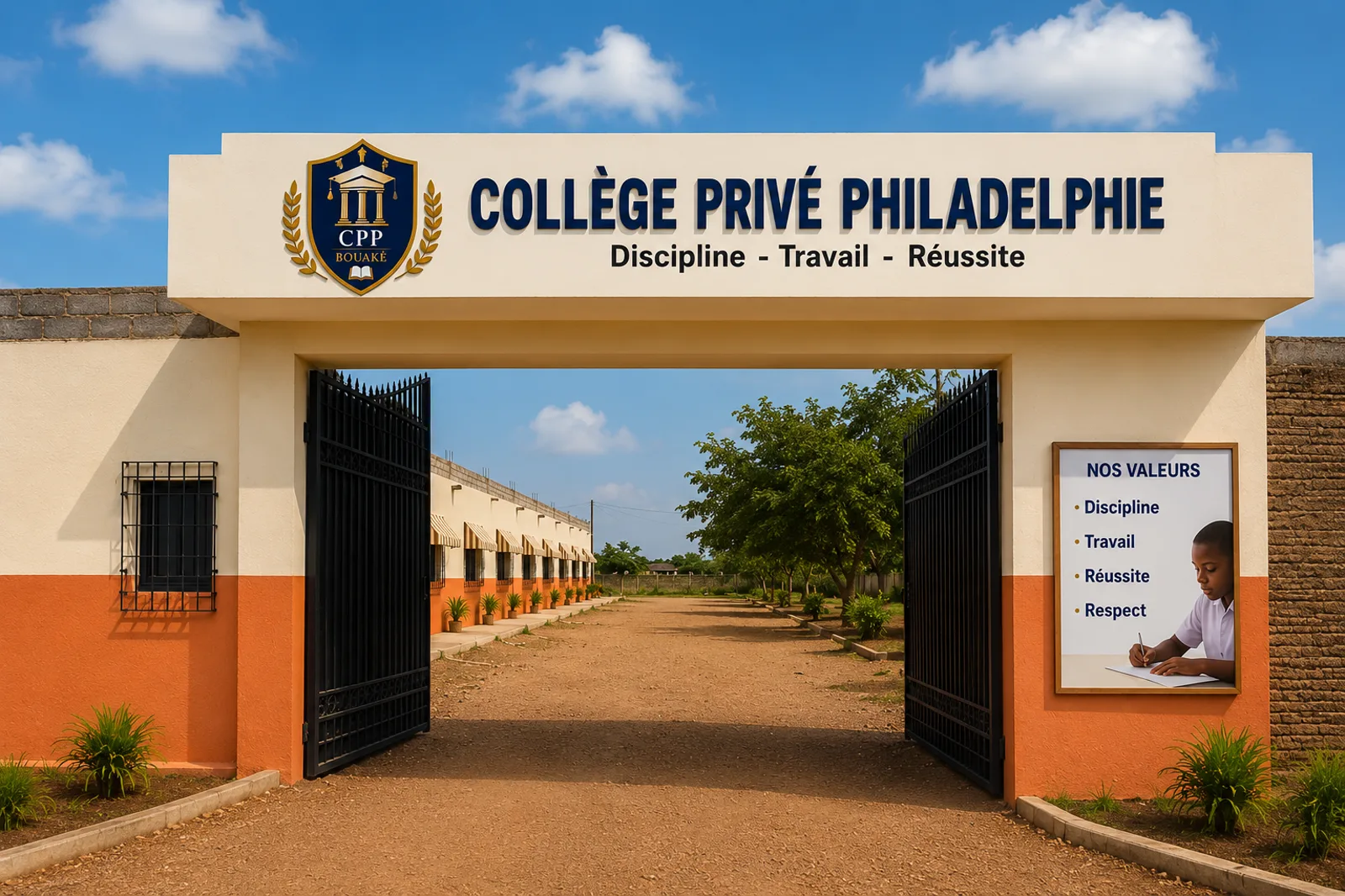 Portail d'entrée du Collège Privé Philadelphie de Bouaké